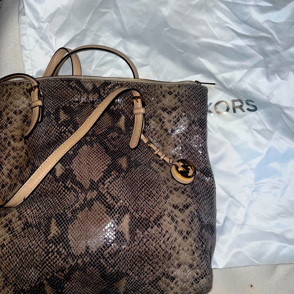 Large snakeskin, Michael Kors tote